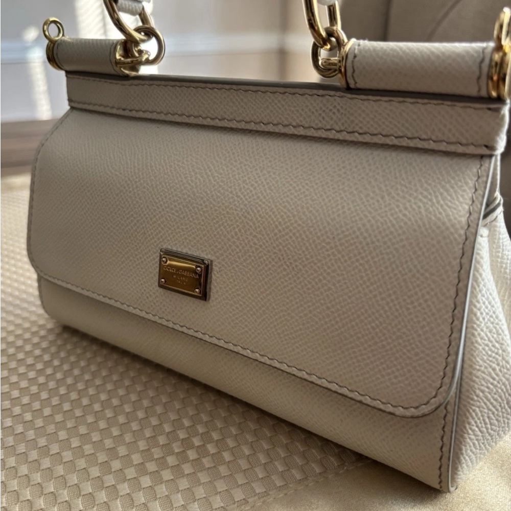 Dolce & Gabbana Beige Shoulder Bag with Gold Accents